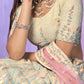 Rajwada Off White Embroidered Organza  Semi Stitched Lehenga With Unstitched Blouse  For Women