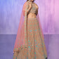 Rajwada Mauve Embroidered Georgette Semi Stitched Lehenga With Unstitched Blouse For Women