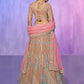 Rajwada Mauve Embroidered Georgette Semi Stitched Lehenga With Unstitched Blouse For Women