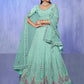 Rajwada Sea Green Embroidered Organza Semi Stitched Lehenga With Unstitched Blouse For Women