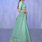 Rajwada Sea Green Embroidered Organza Semi Stitched Lehenga With Unstitched Blouse For Women
