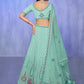 Rajwada Sea Green Embroidered Organza Semi Stitched Lehenga With Unstitched Blouse For Women