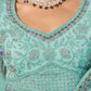 Rajwada Sea Green Embroidered Organza Semi Stitched Lehenga With Unstitched Blouse For Women