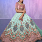 Rajwada Sea Green Embroidered Georgette Semi Stitched Lehenga With Unstitched Blouse For Women