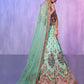 Rajwada Sea Green Embroidered Georgette Semi Stitched Lehenga With Unstitched Blouse For Women