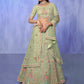 Rajwada Green Embroidered Net Semi Stitched Lehenga With Unstitched Blouse  For Women
