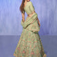 Rajwada Green Embroidered Net Semi Stitched Lehenga With Unstitched Blouse  For Women