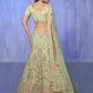 Rajwada Green Embroidered Net Semi Stitched Lehenga With Unstitched Blouse  For Women