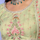 Rajwada Green Embroidered Net Semi Stitched Lehenga With Unstitched Blouse  For Women