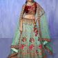 Rajwada Sea Green Embroidered Organza  Semi Stitched Lehenga With Unstitched Blouse  For Women
