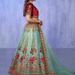 Rajwada Sea Green Embroidered Organza  Semi Stitched Lehenga With Unstitched Blouse  For Women