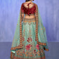 Rajwada Sea Green Embroidered Organza  Semi Stitched Lehenga With Unstitched Blouse  For Women