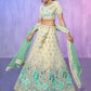 Rajwada Off White Embroidered georgette Semi Stitched Lehenga With Unstitched Blouse  For Women