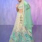 Rajwada Off White Embroidered georgette Semi Stitched Lehenga With Unstitched Blouse  For Women