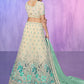 Rajwada Off White Embroidered georgette Semi Stitched Lehenga With Unstitched Blouse  For Women