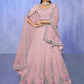 Rajwada Pink Embroidered Georgette Semi Stitched Lehenga With Unstitched Blouse  For Women
