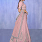 Rajwada Pink Embroidered Georgette Semi Stitched Lehenga With Unstitched Blouse  For Women