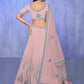 Rajwada Pink Embroidered Georgette Semi Stitched Lehenga With Unstitched Blouse  For Women
