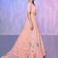 Rajwada Peach Embroidered Net Semi Stitched Lehenga With Unstitched Blouse  For Women