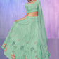 Rajwada Sea Green Embroidered Net Semi Stitched Lehenga With Unstitched Blouse For Women