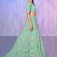 Rajwada Sea Green Embroidered Net Semi Stitched Lehenga With Unstitched Blouse For Women
