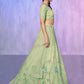 Rajwada Sea Green Embroidered Net Semi Stitched Lehenga With Unstitched Blouse For Women