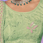 Rajwada Sea Green Embroidered Net Semi Stitched Lehenga With Unstitched Blouse For Women