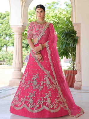 Rajwada Women Pink Classy  Semi Stitched Lehenga With  Unstitched Blouse