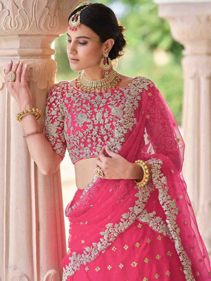 Rajwada Women Pink Classy  Semi Stitched Lehenga With  Unstitched Blouse
