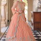 Rajwada Women Pretty Peach Soft Net Semi Stitched Lehenga With Unstitched Blouse