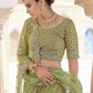 Rajwada Women Stylish Oilve Soft Net Semi Stitched Lehenga With Unstitched Blouse