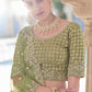 Rajwada Women Stylish Oilve Soft Net Semi Stitched Lehenga With Unstitched Blouse