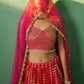 Rajwada Women Red Embroidered Semi Stitched Lehenga With Unstitched Blouse