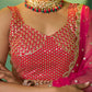 Rajwada Women Red Embroidered Semi Stitched Lehenga With Unstitched Blouse