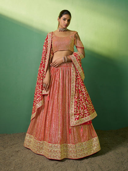 Rajwada Women Embroidered Semi Stitched Lehenga With Unstitched Blouse