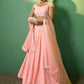 Rajwada Women Peach Embroidered Semi Stitched Lehenga With Unstitched Blouse