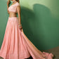 Rajwada Women Peach Embroidered Semi Stitched Lehenga With Unstitched Blouse