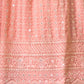 Rajwada Women Peach Embroidered Semi Stitched Lehenga With Unstitched Blouse