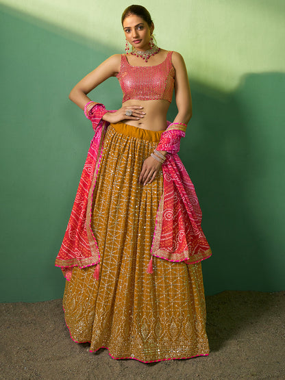 Rajwada Women Embroidered Semi Stitched Lehenga With Unstitched Blouse