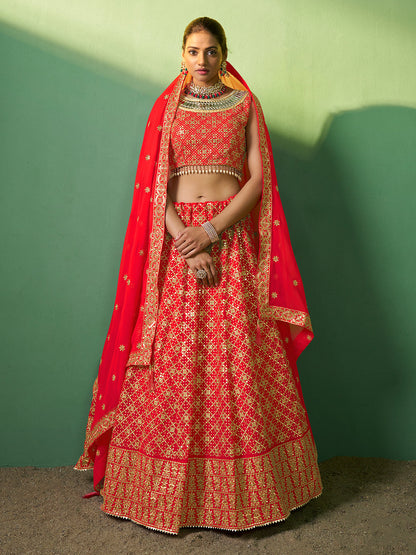 Rajwada Women Embroidered Semi Stitched Lehenga With Unstitched Blouse