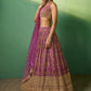Rajwada Women Lavender Embroidered Gerorgette Semi Stitched Lehenga With Unstitched Blouse