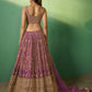 Rajwada Women Lavender Embroidered Gerorgette Semi Stitched Lehenga With Unstitched Blouse