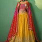 Rajwada Women Yellow Embroidered Semi Stitched Lehenga With Unstitched Blouse