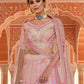 Rajwada Women Pink Thread, Gota Semi Stitched Lehenga With Unstitched Blouse