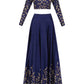 Rajwada Women Dark Blue Art Silk Embroidered Semi Stitched Lehenga With Unstitched Blouse