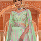 Rajwada Women Green Embroidered Organza Semi Stitched Lehenga With Unstitched Blouse
