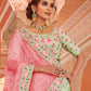 Rajwada Women Green Embroidered Georgette Semi Stitched Lehenga With Unstitched Blouse
