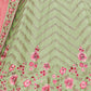 Rajwada Women Green Embroidered Georgette Semi Stitched Lehenga With Unstitched Blouse
