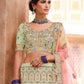 Rajwada Women Green Embroidered Crepe Semi Stitched Lehenga With Unstitched Blouse