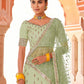 Rajwada Women Green Embroidered Art Silk Semi Stitched Lehenga With Unstitched Blouse
